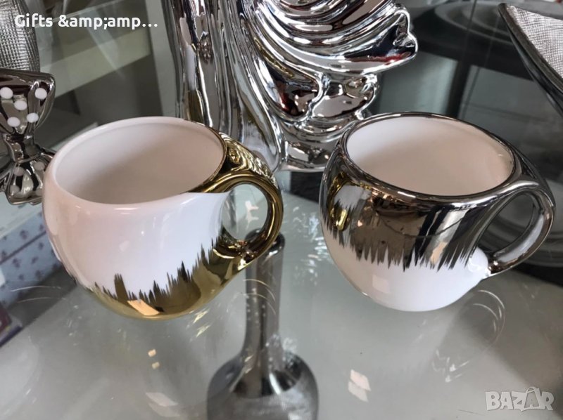 Порцеланова чаша 200 мл - със златен или сребърен декор, снимка 1