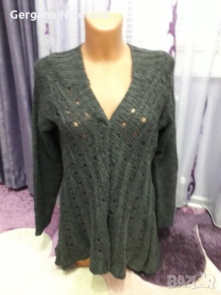 Дамска жилетка плетиво сива, снимка 1