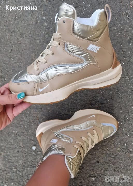Дамски спортни боти с дебела топла вата реплика на nike, снимка 1