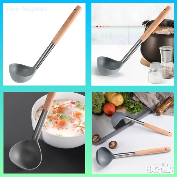 Черпак 5five Simple Smart, Polonic, Силикон / Дърво, снимка 1