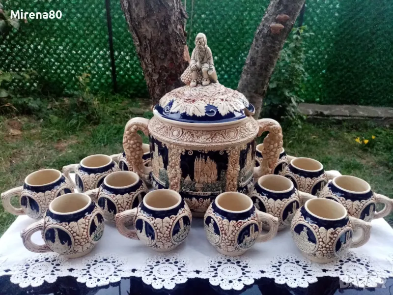 Винтидж немска керамика - сервиз за глювайн за 12 !, снимка 1