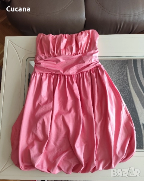 Розова сатенена рокля , снимка 1