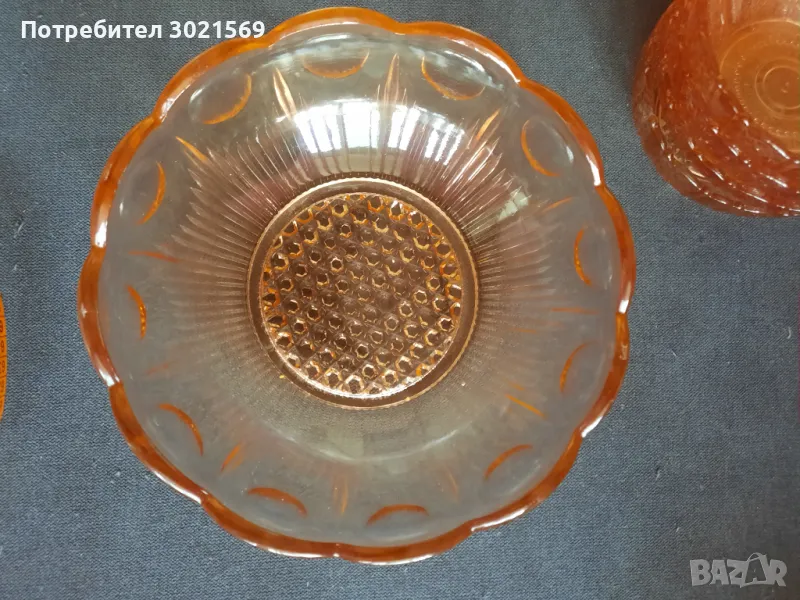 Фруктиера от розаво стъкло, снимка 1