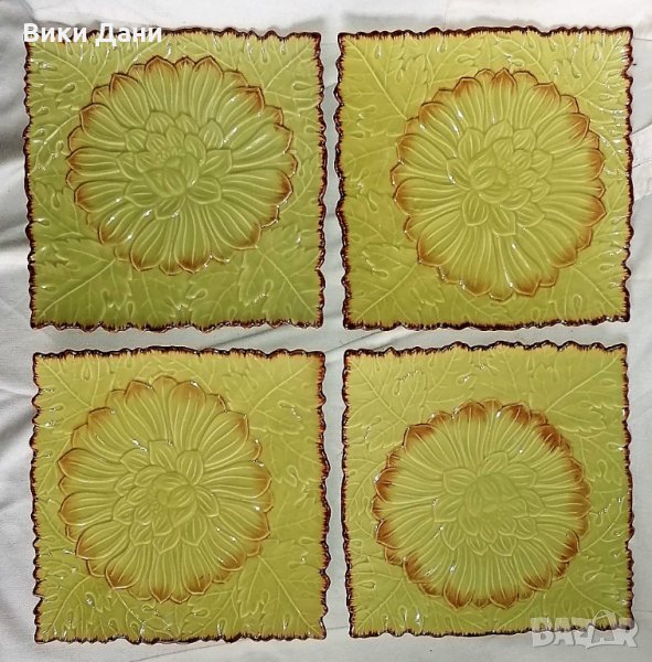 Art Nouveau комплект релефни чинии Лилии Франция, снимка 1