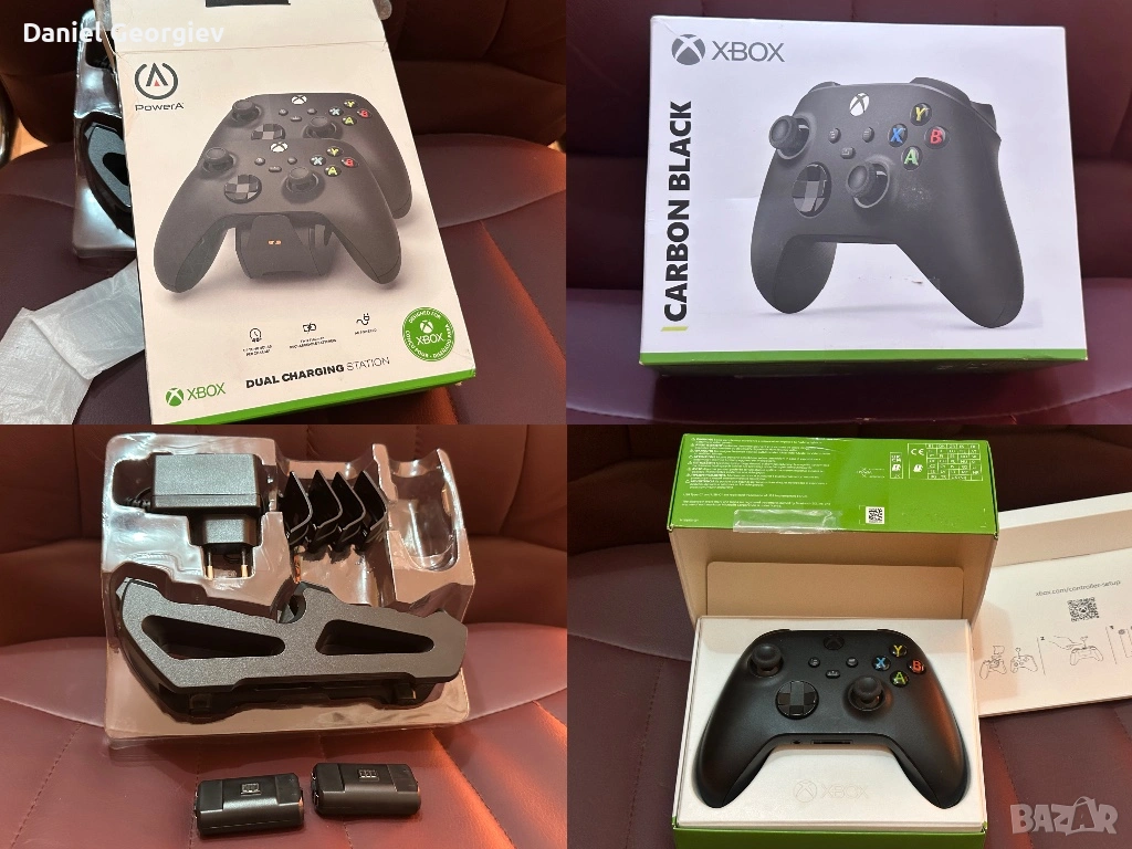 БЕЗЖИЧЕН XBOX CARBON BLACK ДЖОЙСТИК/КОНТРОЛЕР И ДВОЙНА БЕЗЖИЧНА ЗАРЯДНА СТАНЦИЯ С БАТЕРИИ, снимка 1