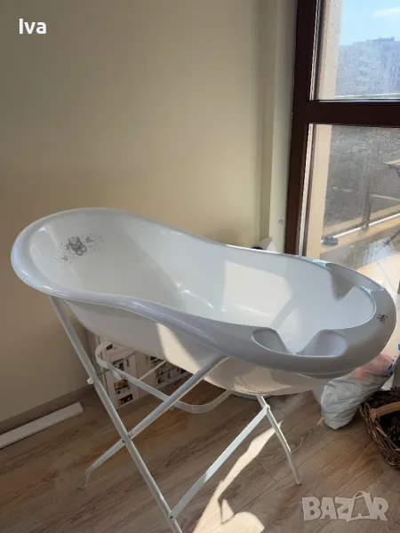 Нова Бебешка вана за къпане със стойка и подложка, снимка 1