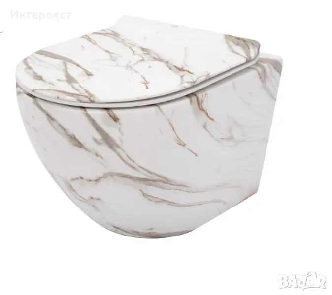 Луксозна тоалетна чиния с мраморен дизайн, снимка 1