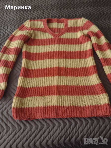 Ръчно плетен вълнен пуловер, снимка 1