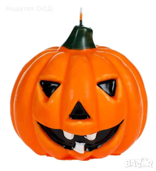 Декоративна Свещ, Хелоуин, тиква, оранжева, 3D, 13x13x12см, снимка 1