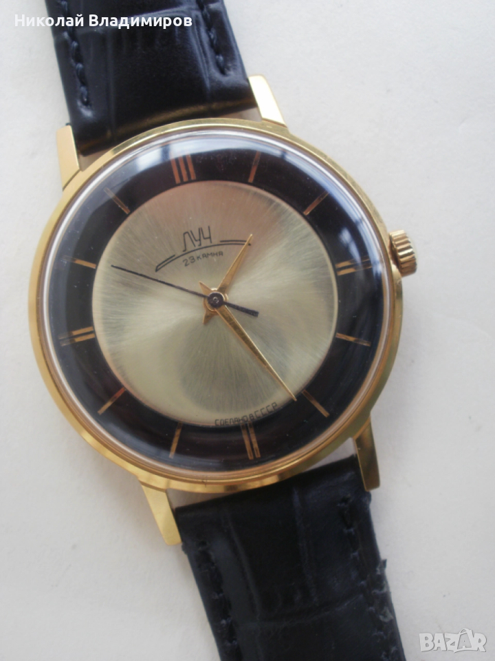 Луч 23 камъни Poljot de luxe рядък модел мъжки ръчен часовник, снимка 1