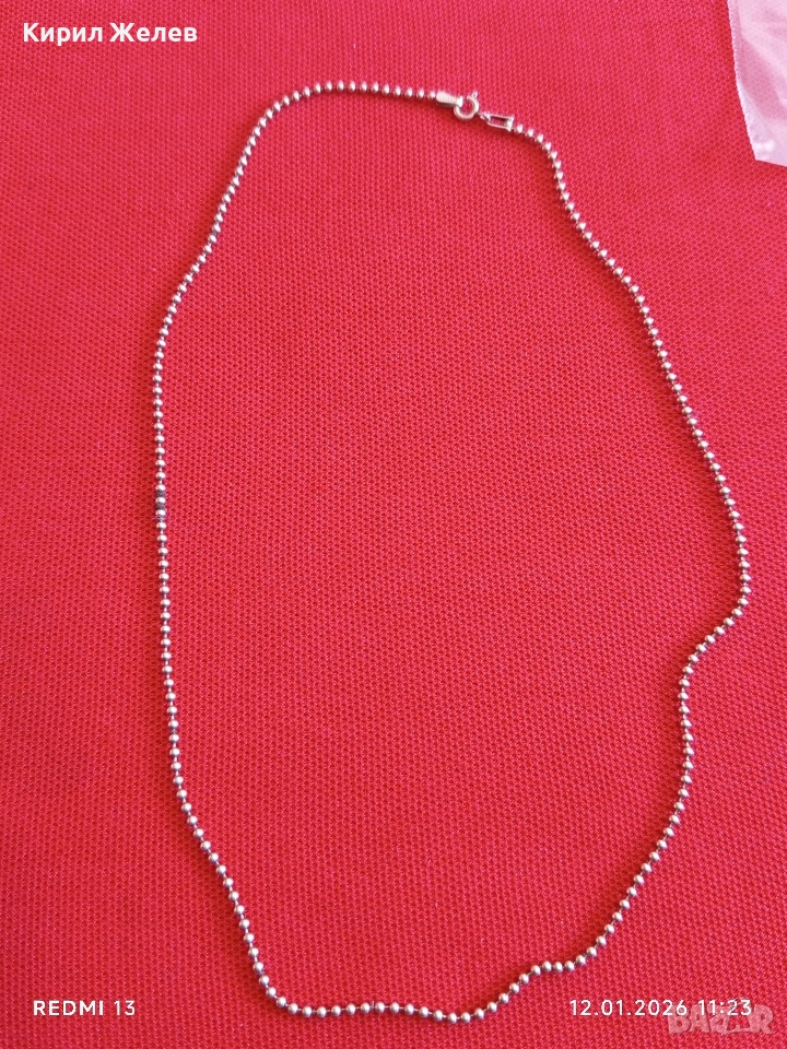 Сребърно колие тип Топче красиво майсторска ръчна изработка 52772, снимка 1