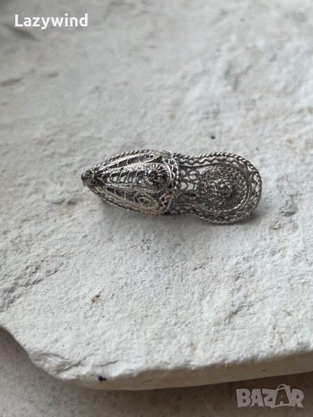 Сребърна брошка филигран, снимка 1