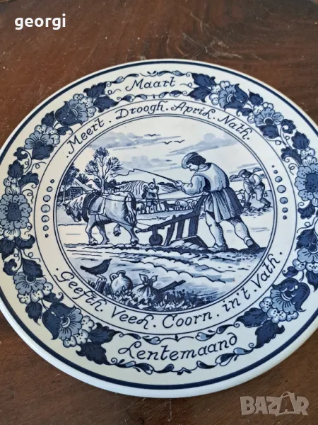 холандска декоративна порцеланова чиния Delft   11/2, снимка 1