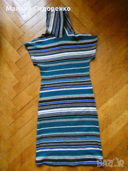 Плътна рокля на райета в свежи цветове, размер S, снимка 1