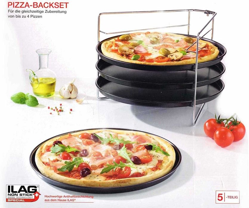 Комплект за печене на пица за 4 пици, 4 тави в Съдове за готвене в гр.  София - ID34865626 — Bazar.bg