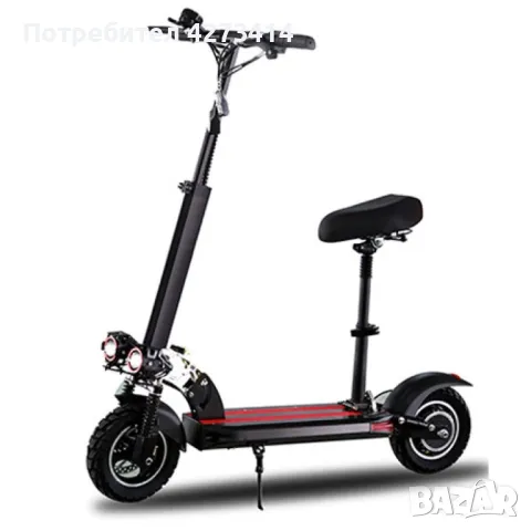 Супер бързият електрически сгъваем скутер в черно с червено, снимка 1