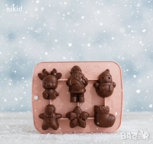 Елен Дядо Коледа Снежен човек Джинджифилово човече Коледни малки силиконов молд форма гипс шоколад , снимка 2 - Форми - 52894608