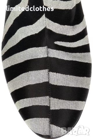 Stella McCartney Animal Zebra Patterned Canvas Ankle Дамски Обувки с Ток размер 36, снимка 3 - Дамски обувки на ток - 43122167