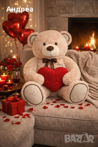 Нов! Голям плюшен Мечок/плюшена мечка/подарък за Св.Валентин, 120 см, снимка 2 - Плюшени играчки - 53409867