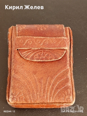 Кожена винтидж табакера за тютюн с релефна декорация за КОЛЕКЦИЯ ДЕКОРАЦИЯ 43138, снимка 2 - Други ценни предмети - 51760136