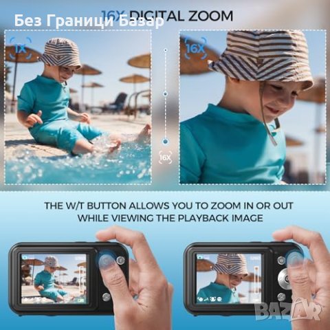 Нова 44MP FHD 1080P Цифрова Камера Компактна, 16X Увеличение, снимка 6 - Фотоапарати - 43514848