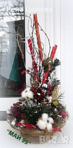 Коледна украса с натурални материали, снимка 3 - Коледни подаръци - 43227132