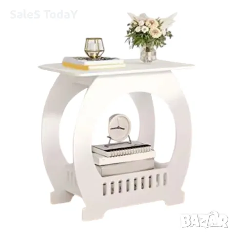 Помощна маса, масичка на две нива, Бяла, 40см