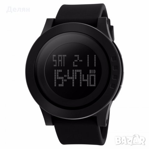 Мъжки електронен часовник, черен, масивен, DUAL TIME, снимка 1 - Мъжки - 28342082