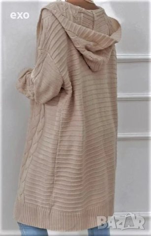 Елегантна жилетка, Жилетка с качулка, Бежова жилетка, снимка 3 - Жилетки - 43233077