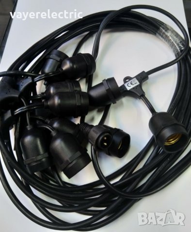Декоративен кабел 10м-10 фасунги и 15м-15 фасунги- влагозащитен, снимка 4 - Лампи за стена - 25361357