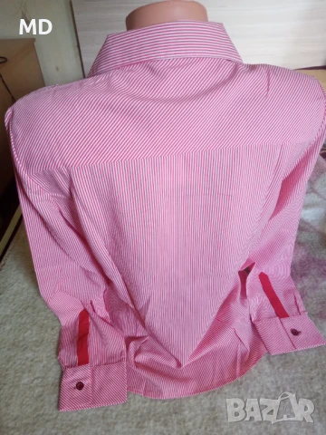 Дамска риза червено бяло райе , снимка 2 - Ризи - 50444138