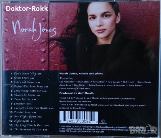 Norah Jones – Come Away With Me (2002, CD), снимка 2 - CD дискове - 43010921