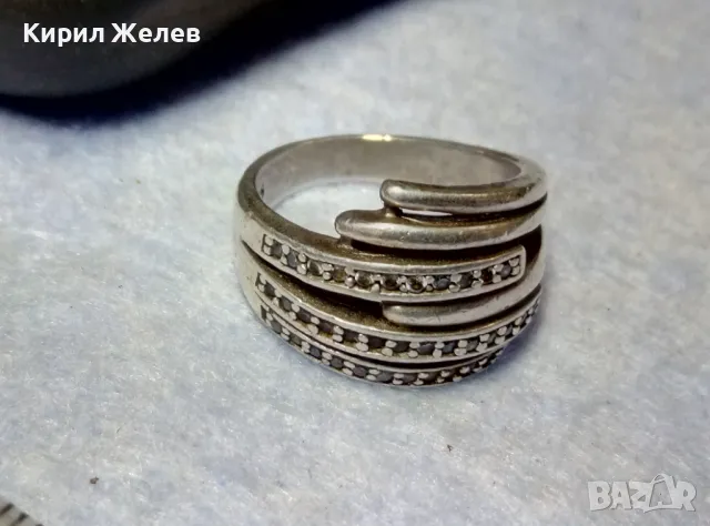 ФЕШЪН АРТ ДИЗАЙН СКЪПОЦЕНЕН СРЕБЪРЕН ПРЪСТЕН СРЕБРО 925 CSF с ЮВЕЛИРНО ФАСЕТИРАНИ ЦИРКОНИ 41435