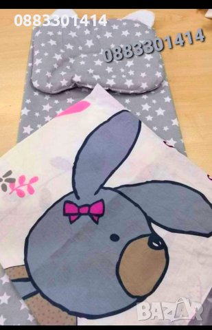 Комплект подложка за количка бебешки с възглавница, одеяло и чаршаф за бебе, снимка 9 - Спално бельо и завивки - 36655766