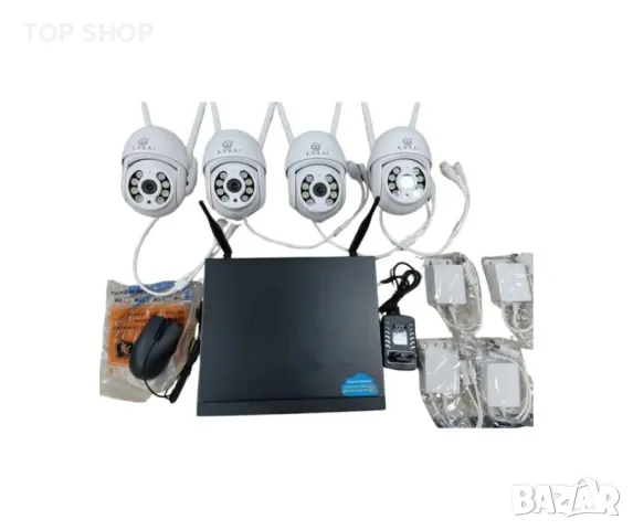 Безжичен WiFi комплект с 4 камери 4К Ultra HD+DVR за видеонаблюдение