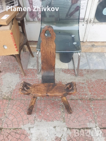 Трикрако дървено столче Много красива майсторска изработка ., снимка 12 - Декорация за дома - 53411308