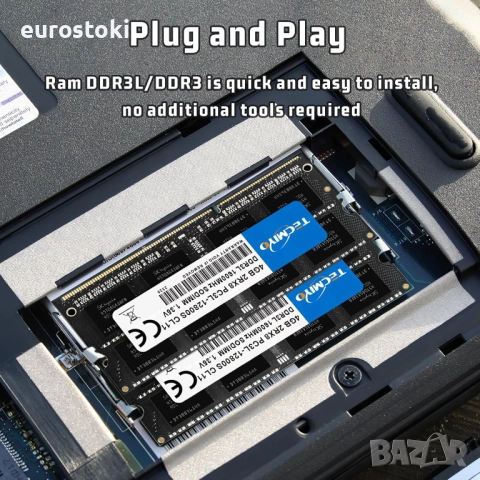 TECMIYO DDR3L 1600MHz 8GB комплект (2x4GB) Ram PC3L-12800S CL11 1.35V/1.5V PC3 12800, снимка 4 - RAM памет - 51546355