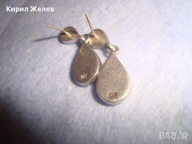 ВИНТИДЖ СРЕБЪРНИ СЕДЕФЕНИ АР НУВО ОБЕЦИ СРЕБРО 925 АНГЛИЯ РЪЧНА ЮВЕЛИРНА ИЗРАБОТКА 27169, снимка 5 - Обеци - 36817705