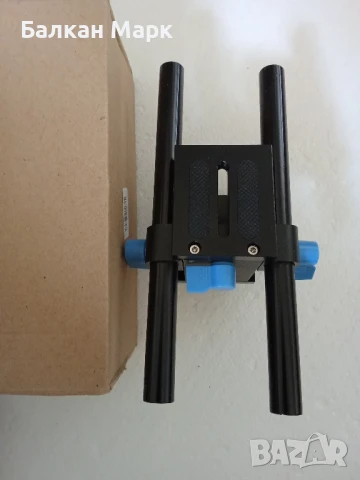 Универсална основа с 15 мм релси за видеориг – DSLR, Follow Focus, Matte Box, снимка 2 - Чанти, стативи, аксесоари - 50709187