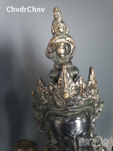 54см-4кг будистка фигура/стара азиатска бронзова скулптура/статуетка на богинята на мъдростта Тара, снимка 5 - Антикварни и старинни предмети - 51344855