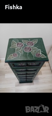 Винтидж комод „Седмица“ (Semainier) – Автентичен Изумруд, снимка 5 - Скринове - 53247237