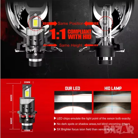 LED Крушки D2S - D series +300 %, снимка 12 - Аксесоари и консумативи - 49460206