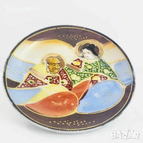 Японски порцеланови чаши с чинийки за кафе Satsuma Moriage., снимка 4 - Антикварни и старинни предмети - 50970374