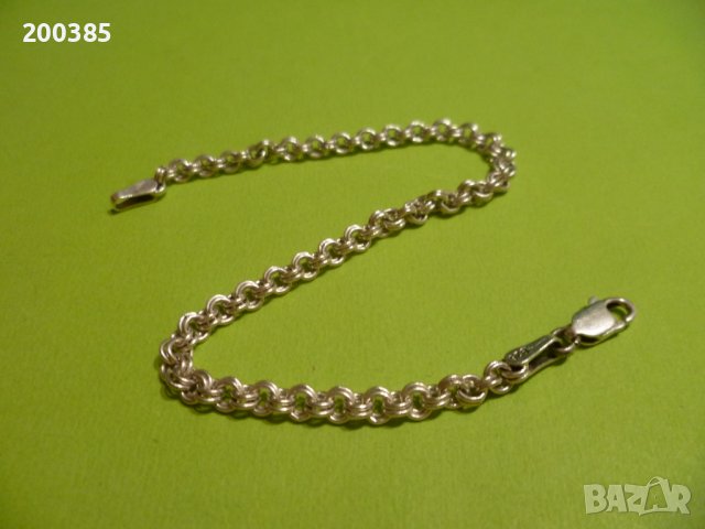 Сребърна гривна - двойна плетка, снимка 3 - Гривни - 43802029