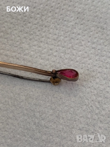  антична златна брошка с рубин, снимка 5 - Антикварни и старинни предмети - 51865168