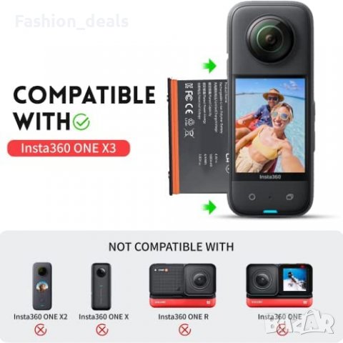 Нова Резервна батерия съвместима с Insta 360 X3 1800 mAh Аксесоар, снимка 2 - Друга електроника - 40172037