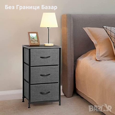 Нов Стабилен Органайзер Нощно шкафче с 3 Чекмеджета, Винтидж Дизайн - Сив, снимка 4 - Други стоки за дома - 43299657
