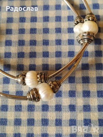 двойна гривна с естествени перли , снимка 3 - Гривни - 39926935