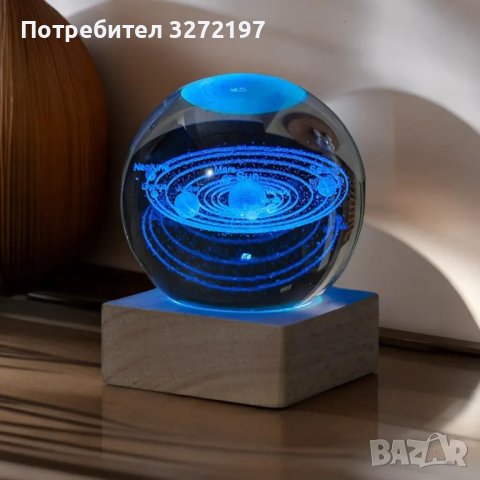 LED Светеща кристална топка/лампа,3D сензорна-Вселена,Планетарна Галактика,Слънце , снимка 7 - Настолни лампи - 43445667