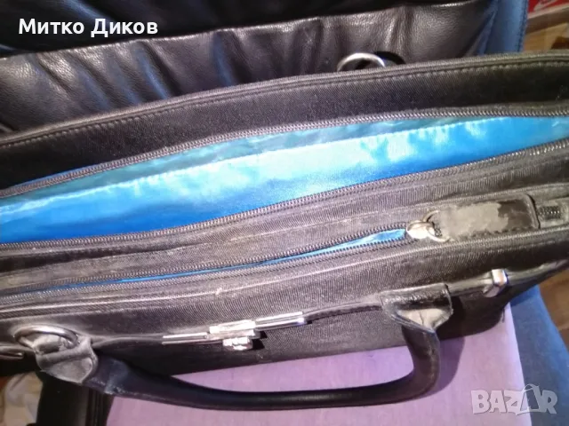 Чанта промазан плат кожена 43х31х13см за документи и таблет става, снимка 5 - Чанти - 49923978